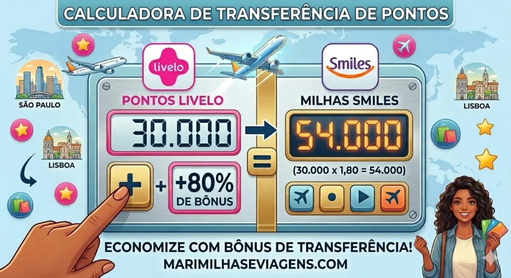Como calcular milhas com bônus de transferência no site da Livelo