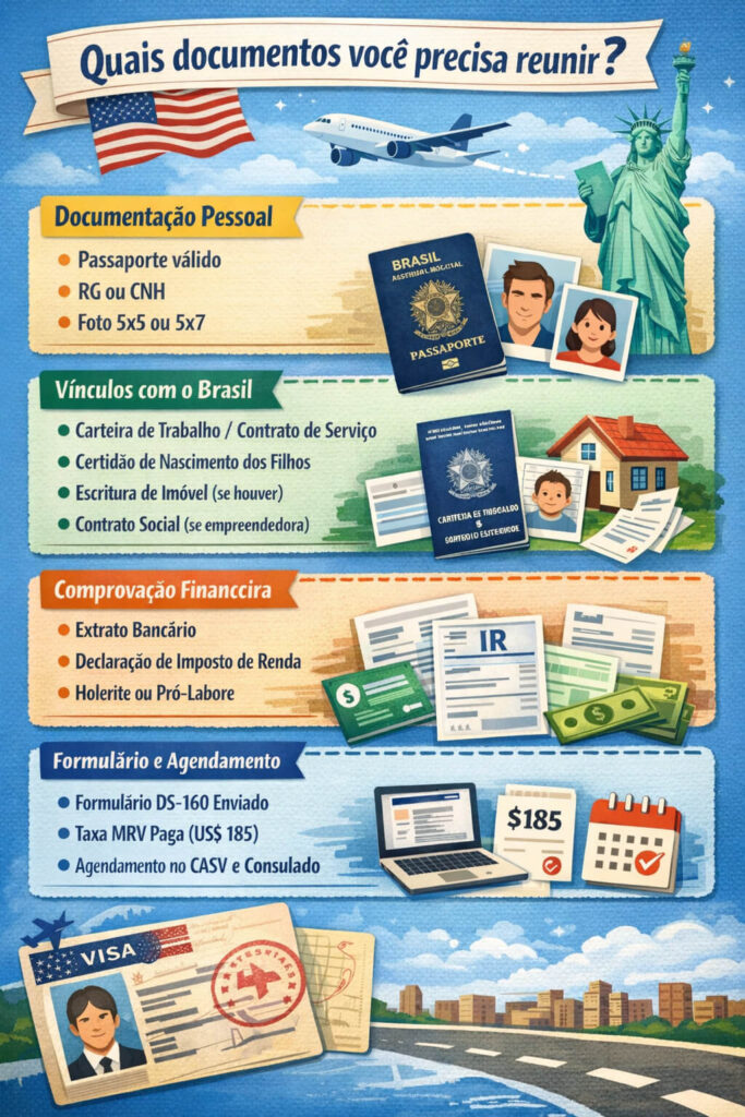checklist completo de documentos necessários para visto americano b1/b2 em 2026