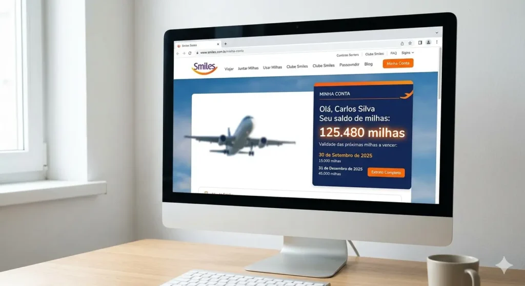 Print do app Smiles mostrando saldo e data de validade das milhas