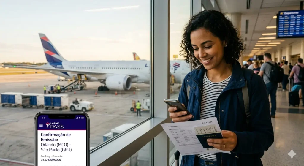Confirmação de emissão LATAM Pass trecho Orlando-GRU